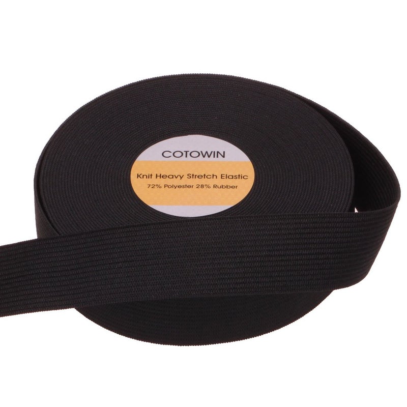 COTOWIN 1-inch Wide Black Heavy Knit Heavy Elastic (10 Yards) - Image 1